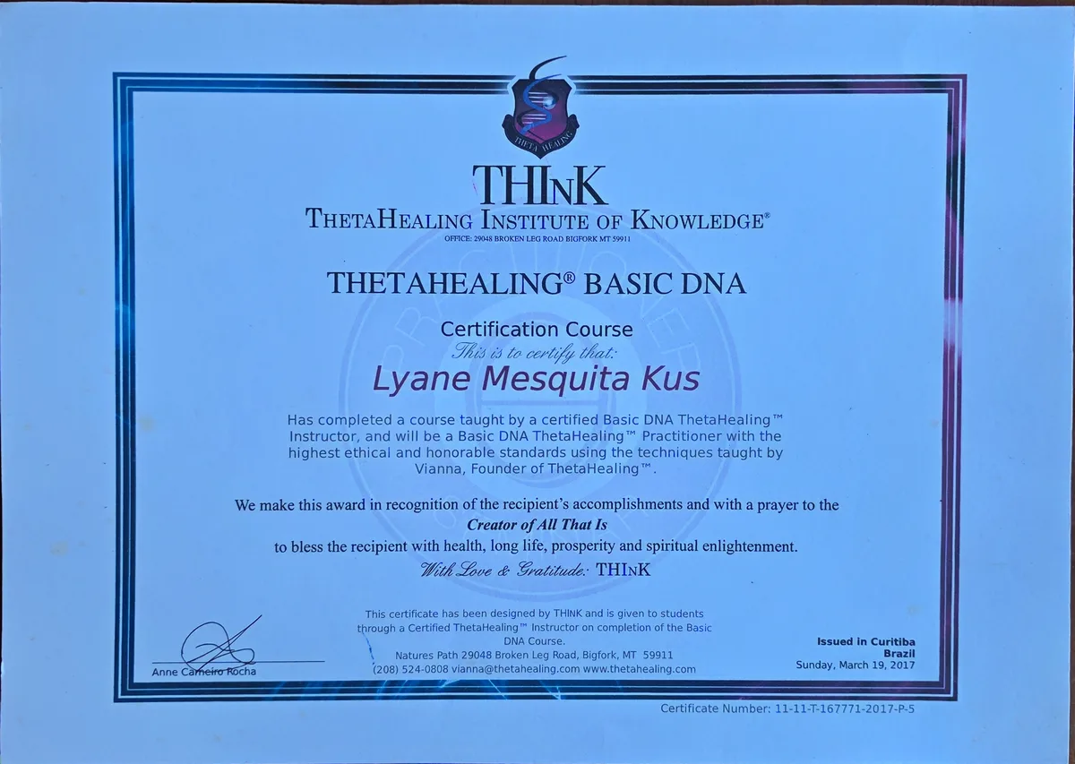 Certificado Theta Healing